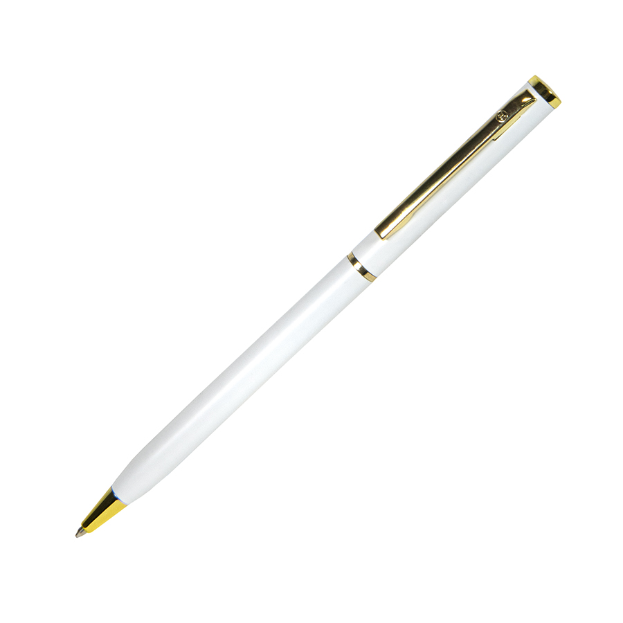Ручка SLIM, шариковая, белая/золотистый, металл
